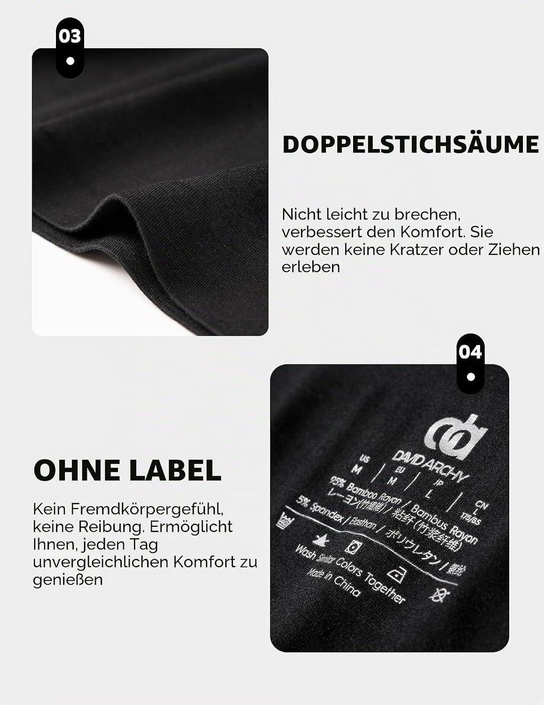 DAVID ARCHY Herren Slip Männer Slips Stretcken Unterwäsche Weich Ohne Etikett,aus Bambus M Stil D: P