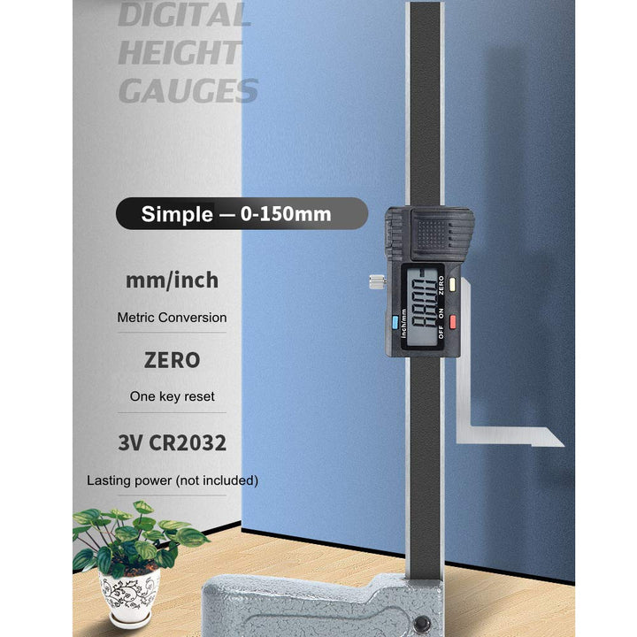 Zunate Digitales Höhenmessgerät, 0-150mm Digital Precision Height Gauge Aperture Tiefenmesser mit Ed