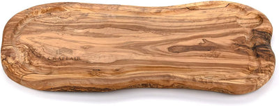 CRAFLAIR Schneidebrett Olivenholz mit Saftrand~ Servierbrett (39-45 cm) 42L x 2B cm, 42L x 2B cm