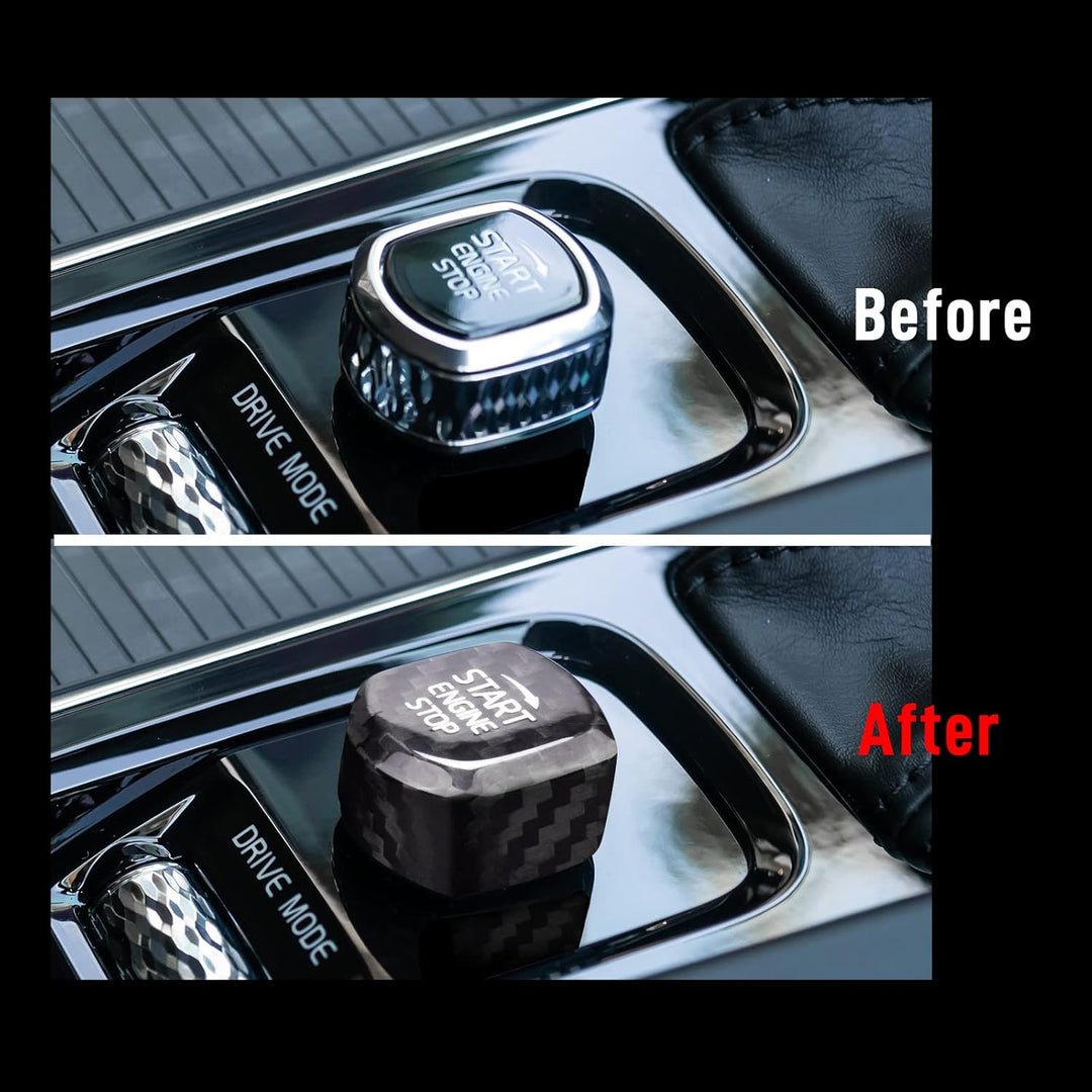 KUNGKIC Kohlefaser Auto-Motor-Start-Stopp-Schalter Carbon Fiber Engine Start Button accessories für