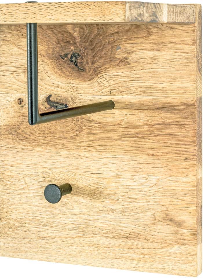 HAKU Möbel Wandgarderobe, Massivholz, eiche geölt-schwarz, B 80 x T 20 x H 30 cm Eiche Geölt-schwarz