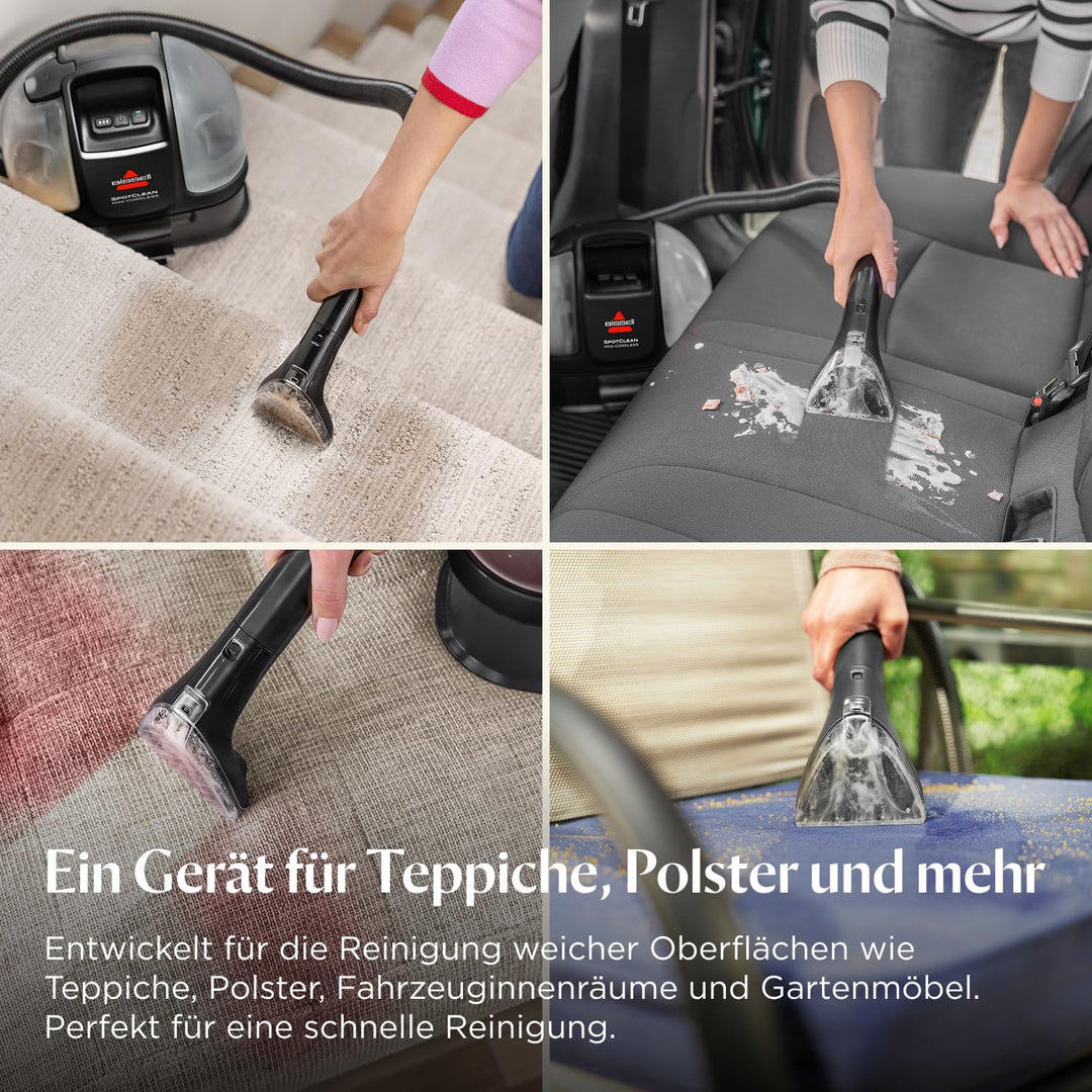 BISSELL SpotClean Mini Kabelloser Polsterreiniger Gerät, Tragbarer Teppichreiniger, Ideal für schnel