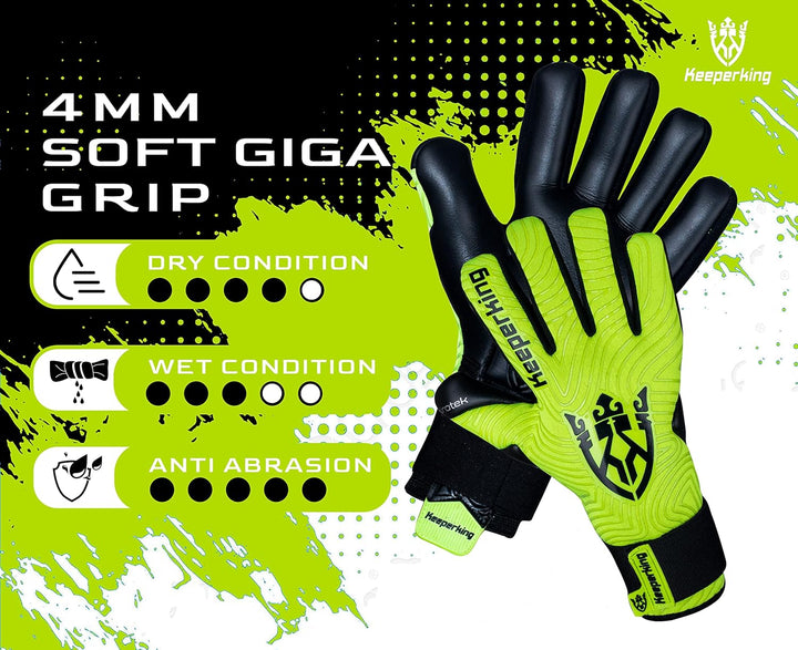 Keeperking Torwarthandschuhe für Erwachsene Fussballhandschuhe Herren Innennaht Profi Premier Grip 4