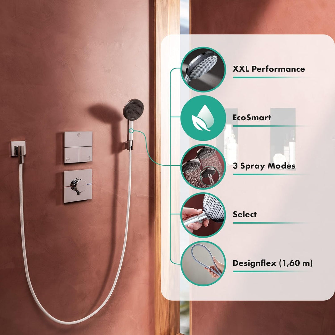 hansgrohe Raindance Alive Select S - Duschset mit Duschkopf wassersparend (EcoSmart, 3 Strahlarten i