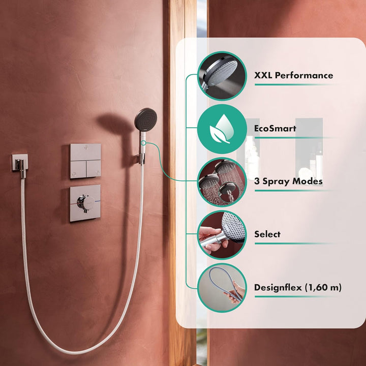 hansgrohe Raindance Alive Select S - Duschset mit Duschkopf wassersparend (EcoSmart, 3 Strahlarten i