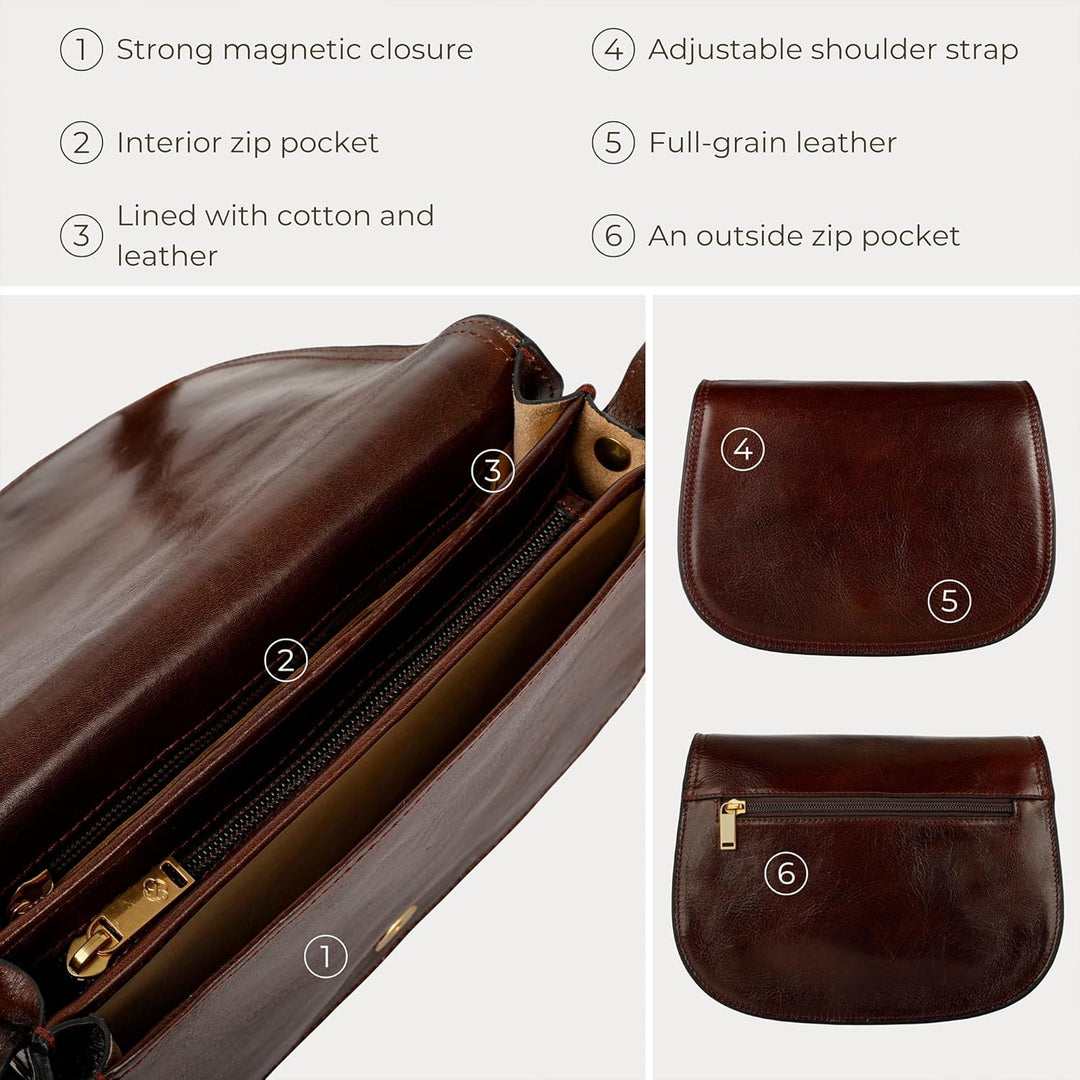 Time Resistance Leder Umhängetasche Damen - Messenger Bags - Arbeitstasche Damen - Schultertasche -