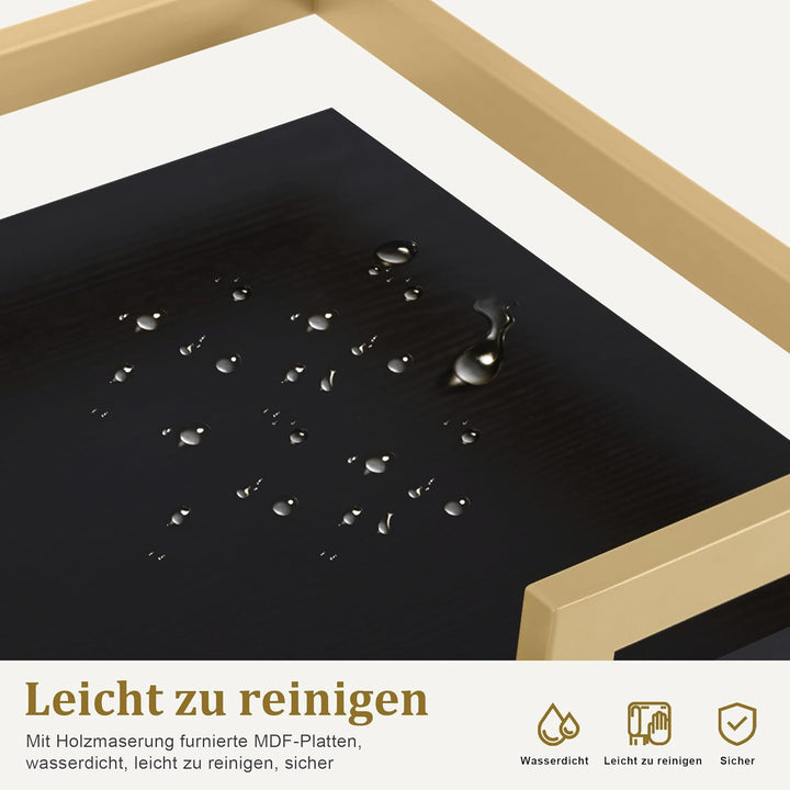M MCombo Servierwagen mit Rollen, Küchenwagen Barwagen Metallgestell Schwarz-Gold, Moderne Rollwagen