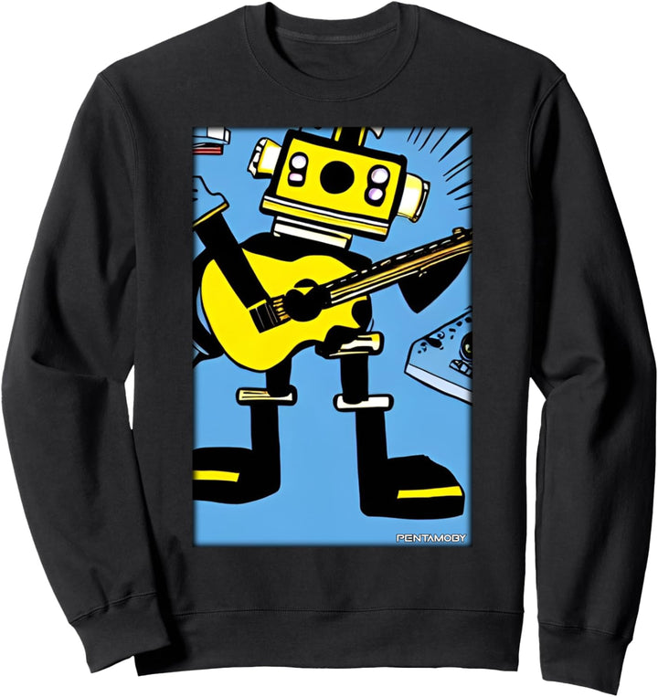 Roboter Gitarre Comic Zukunft Wissenschaft Sci-Fi Maschine Sweatshirt