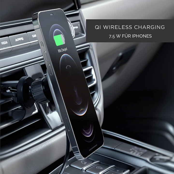 SATECHI Magnetisches kabelloses Autoladegerät (Qi Wireless Charging) 7,5W Lüftungshalterung - Kompat