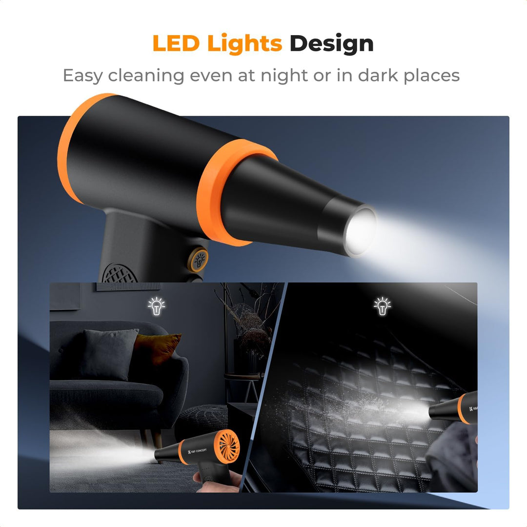 K&amp;F CONCEPT Elektrische Staubgebläse mit LED-Licht, 120000 RPM, 5000mAh Akku, Stufenloses Getriebe,W