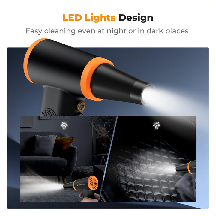 K&amp;F CONCEPT Elektrische Staubgebläse mit LED-Licht, 120000 RPM, 5000mAh Akku, Stufenloses Getriebe,W