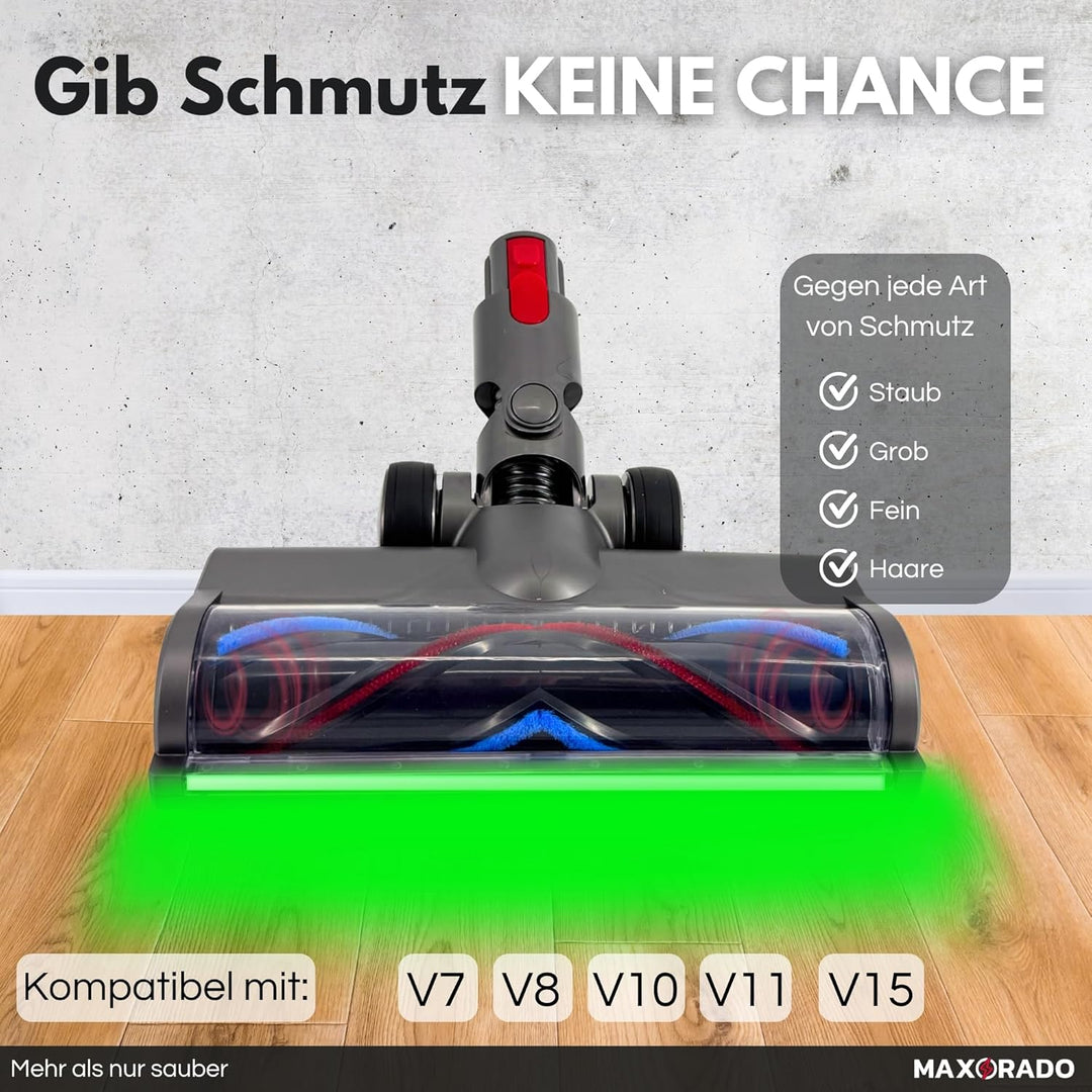 Komfort Turbodüse mit LED Beleuchtung für Dyson V7 V8 V10 V11 V15 Staubsauger I Beleuchtete Turbobür