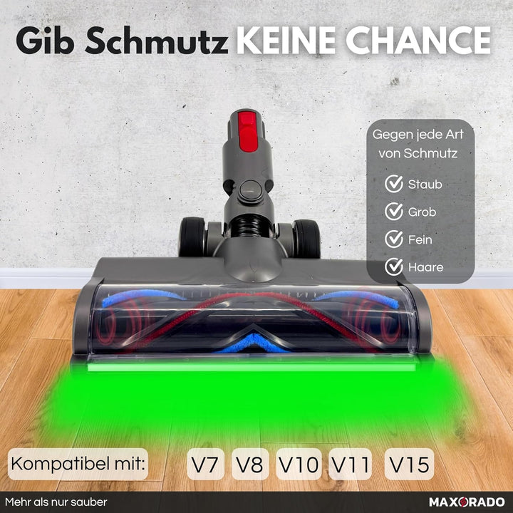 Komfort Turbodüse mit LED Beleuchtung für Dyson V7 V8 V10 V11 V15 Staubsauger I Beleuchtete Turbobür