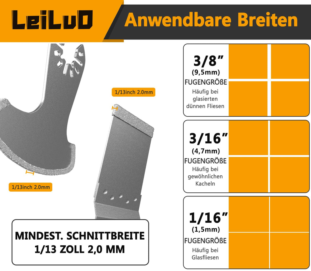 LEILUO Oszillierende Multitool Klingen 6er Pack Diamant Multifunktionswerkzeug Klingen Set für Fugen