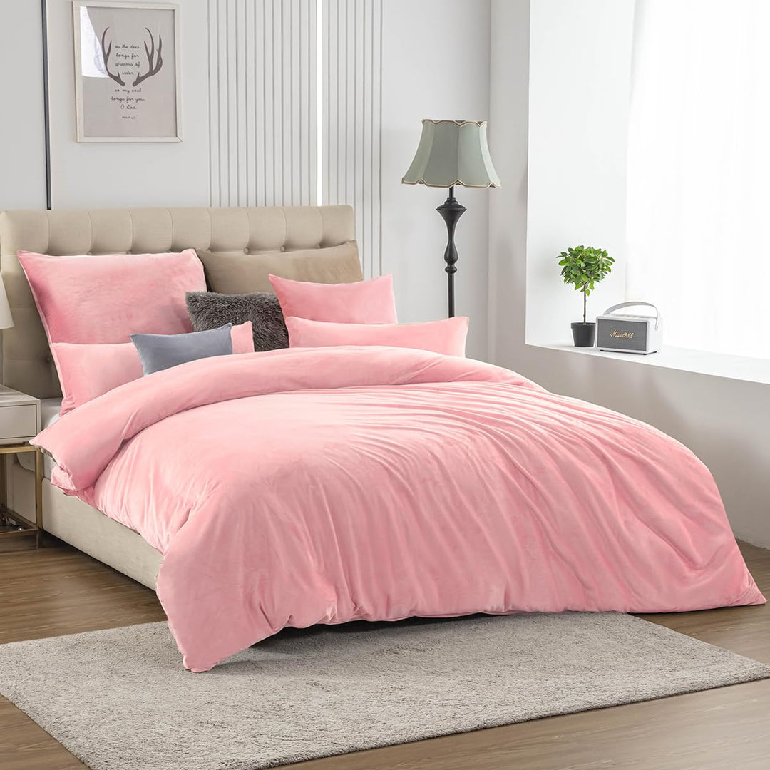 Winter Flanell bettwäsche 200x200 - Rosa Flauschige und warme Cashmere Touch Bettbezug + Kissenbezug