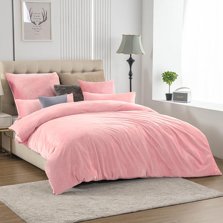 Winter Flanell bettwäsche 200x200 - Rosa Flauschige und warme Cashmere Touch Bettbezug + Kissenbezug