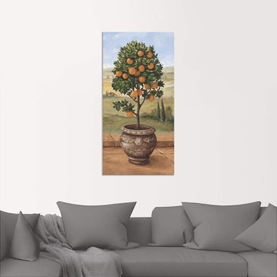 ARTland Wandbild Alu Verbundplatte für Innen & Outdoor Bild 30x60 cm Toskana Orange Baum Italien Lan