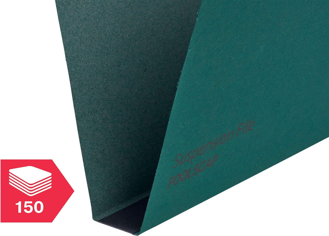 Rexel CrystalFile Classic Hängemappen (Manila-Karton, 30 mm Boden, Format Foolscap) 50 Stück grün