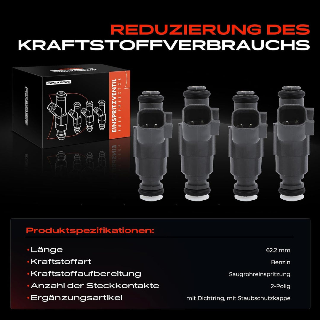 Frankberg 4x Einspritzventil Einspritzdüse Injektor Kompatibel mit M.i.n.i One R50 R53 1.4L 1.6L 200