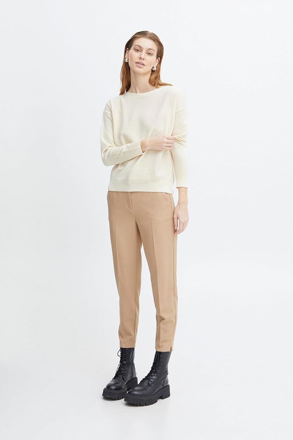 ICHI IHALPA LS2 Damen Strickpullover Feinstrick Pullover Feinstrickpullover U-Bootausschnitt Regular