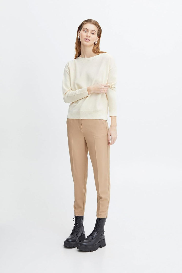 ICHI IHALPA LS2 Damen Strickpullover Feinstrick Pullover Feinstrickpullover U-Bootausschnitt Regular