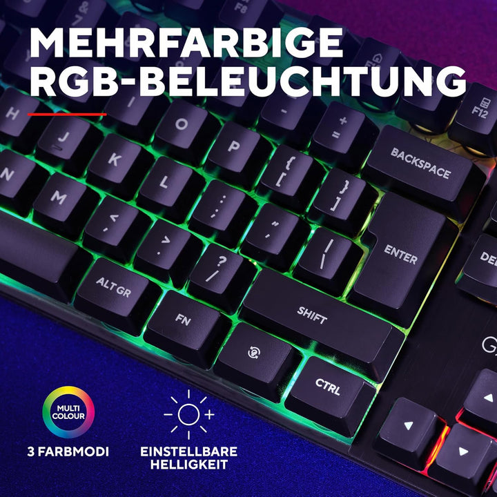 Trust Gaming GXT 835 Azor Gaming Tastatur mit Beleuchtung Deutsches QWERTZ Layout, Tastaturlayout in