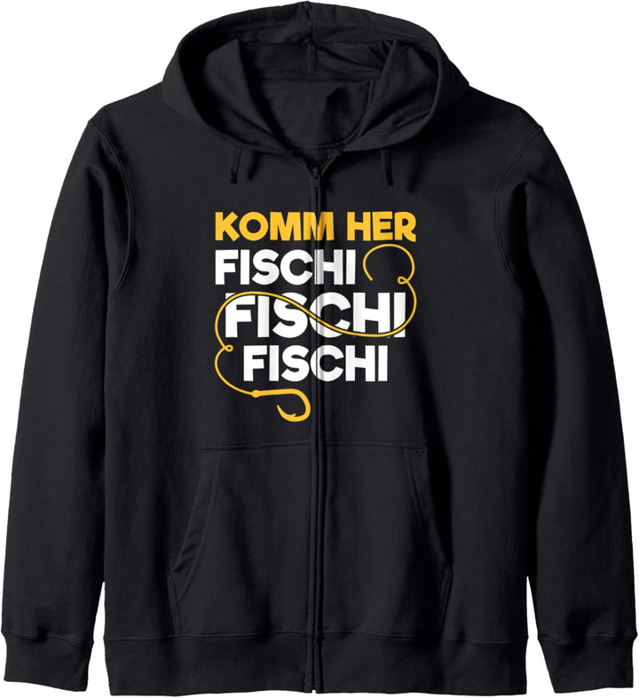 Angler Angeln Fischen Fischer Komm Her Fischi Kapuzenjacke