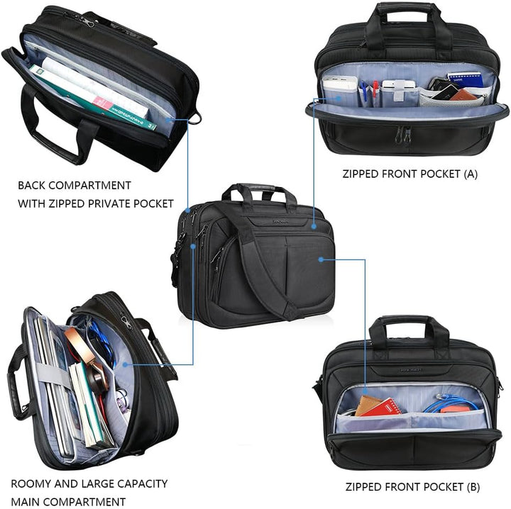 KROSER LaptopTasche 18" Upgrade Erweiterbare Leichte Aktentasche für 17,3" Laptop Premium Arbeitstas