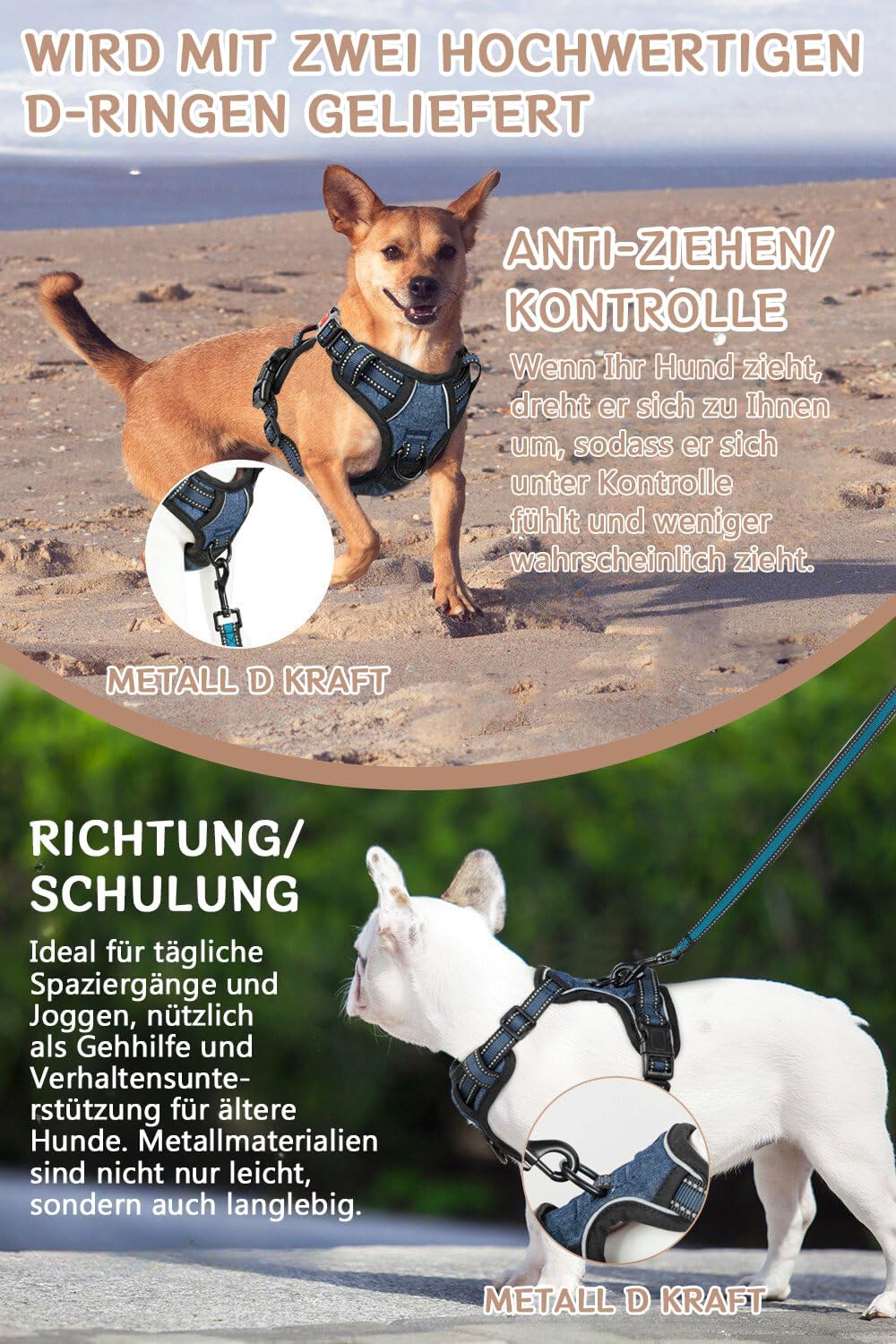 BaoCheng Hundegeschirr Anti Zug Hundegürtel,Kleine/mittlere/grosse Hunde,Atmungsaktives Mesh, Einfac
