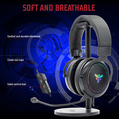 iTek H500 Gaming Headset - Gaming Headset mit abnehmbarem Mikrofon, 7.1 Surround-Kopfhörer, Externe