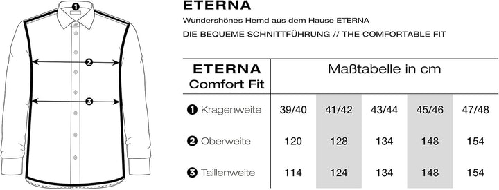 ETERNA Comfort Fit Hemd Business-Hemd Männer Baumwolle Langarm-Hemd Anzughemd Kent-Kragen bügelfrei