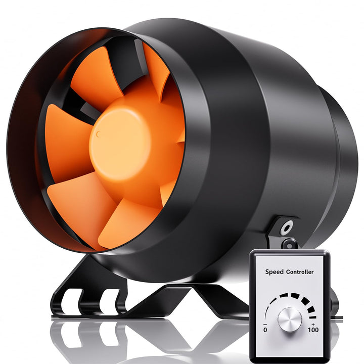 Hon&Guan 100mm Rohrventilator mit Drehzahlregler,EC Rohrlüfter 360 m³/h EU-Stecker für Growzelt Gewä