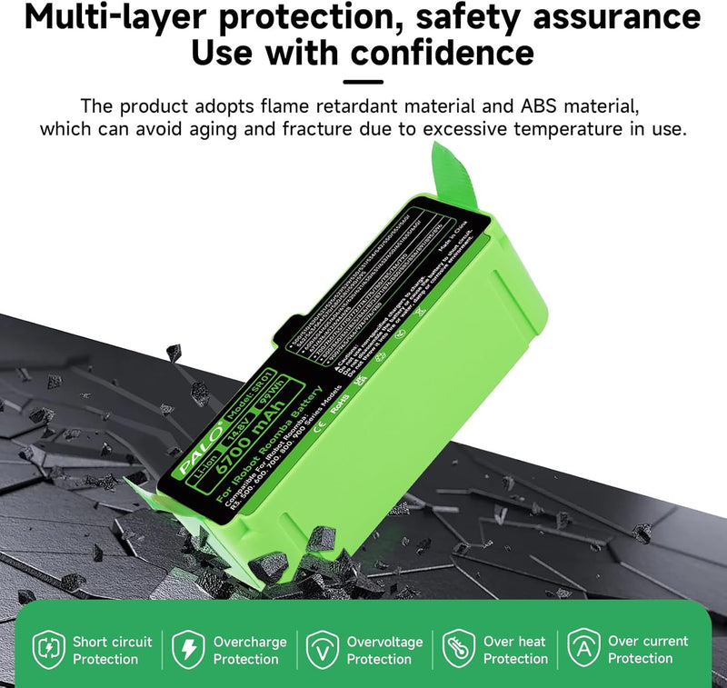 14,8/V 6700mAh Ersatzakku für IRobot Roomba 900/500/600/700/800 Series - Lithium Akku Kompatibel IRo