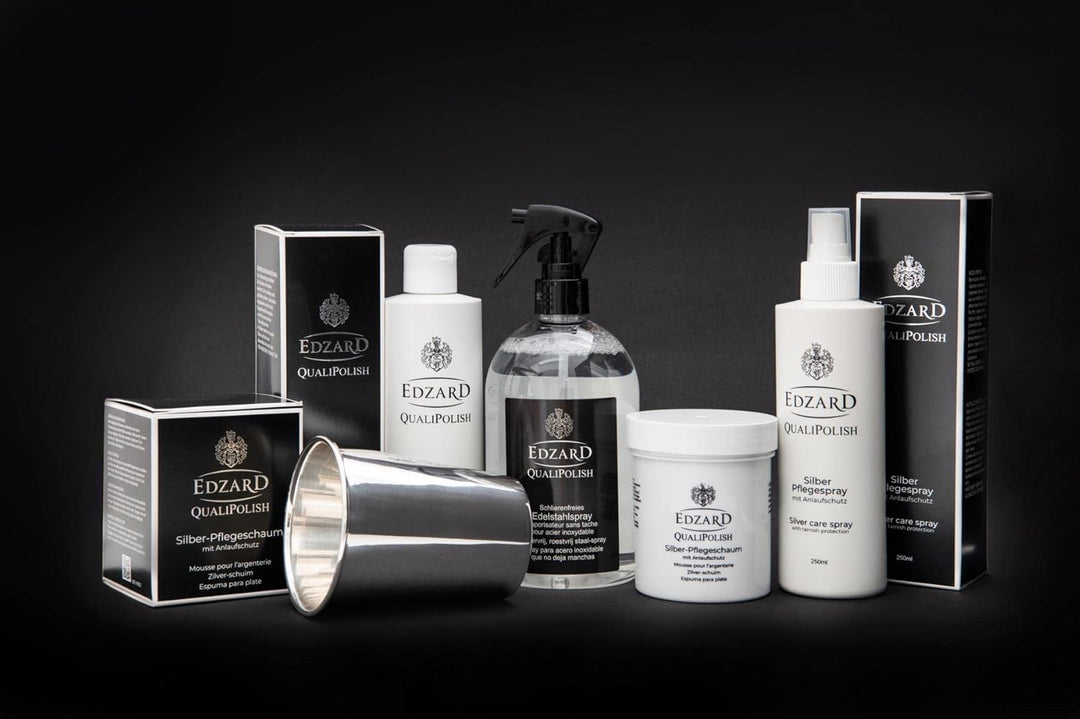 EDZARD QualiPolish® Silber Pflege Emulsion (250 ml) Reiniger für Schmuck, Münzen & Besteck aus Messi
