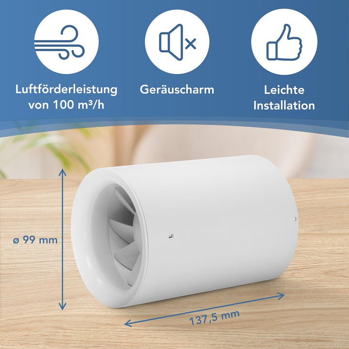 Albatros Rohrventilator 100mm Silencio Tubo - Extra Leise und Leistungsstark - Innovativer Rohr-Lüft