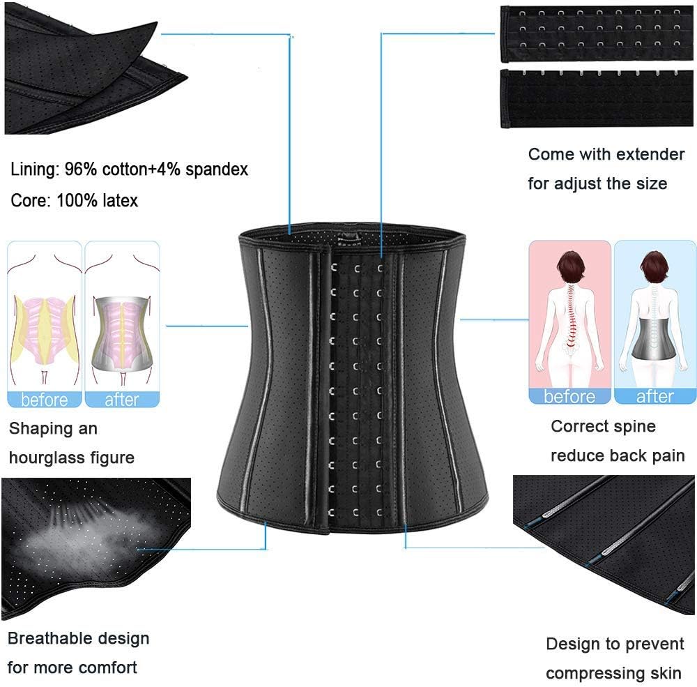 ECOWALSON Taillentrainer für Frauen, Korsett, Cincher, Körperformer, Mieder-Trimmer mit Stahlknochen