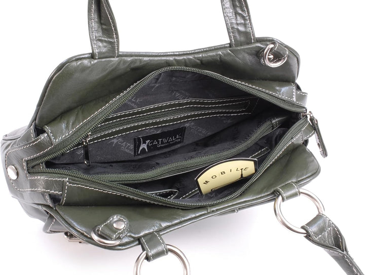 Catwalk Collection Handbags - Damen Leder Henkeltasche - Umhängetasche/Handtasche Mittelgross - Vers