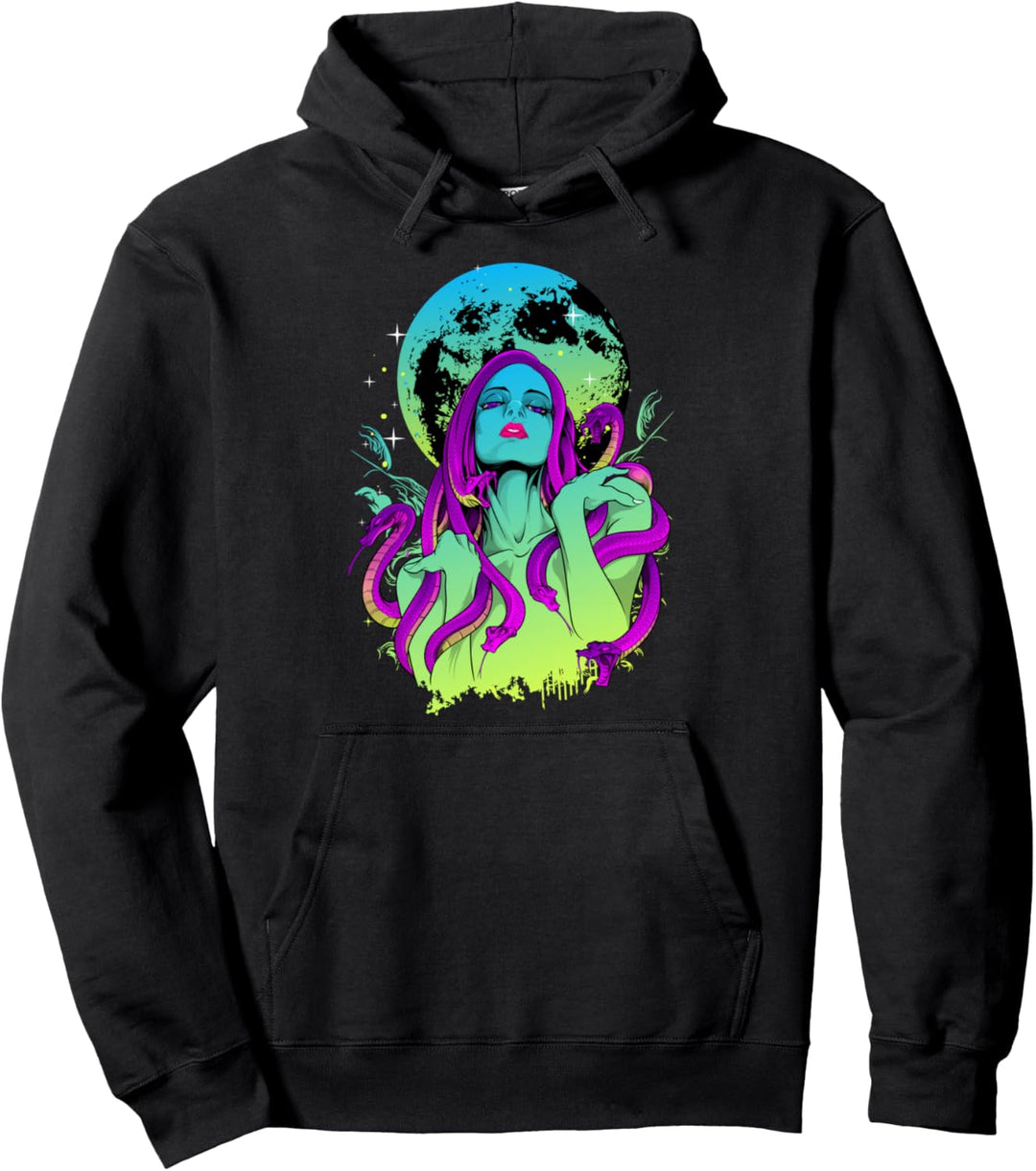 Medusa Snakes - Sad Aesthetic Edgy Streetwear Pullover Hoodie