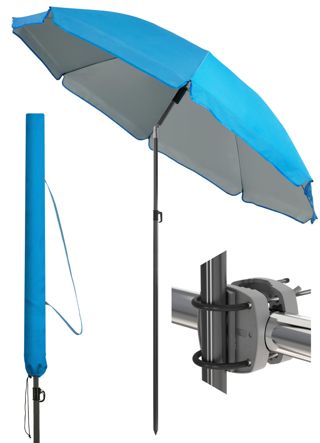 4smile Sonnenschirm Balkon SunnyJoy im 3er-Set - UPF 50+ Balkon Schirm 180 cm + Sonnenschirmhalter B