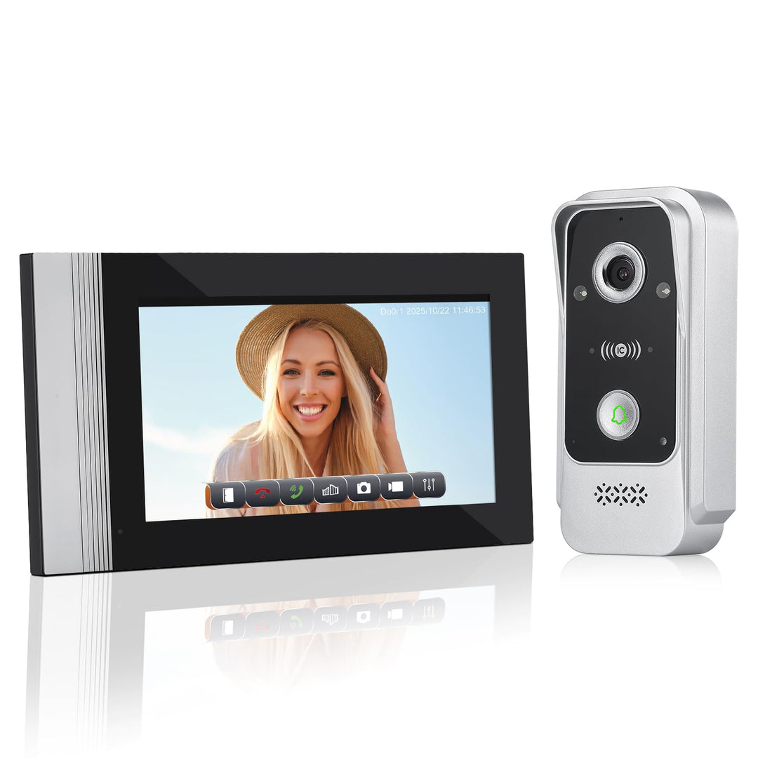 Home WiFi IP Video Türklingel Gegensprechanlage 7 Zoll IPS Touchscreen 1080P HD 2-Megapixel Kamera T
