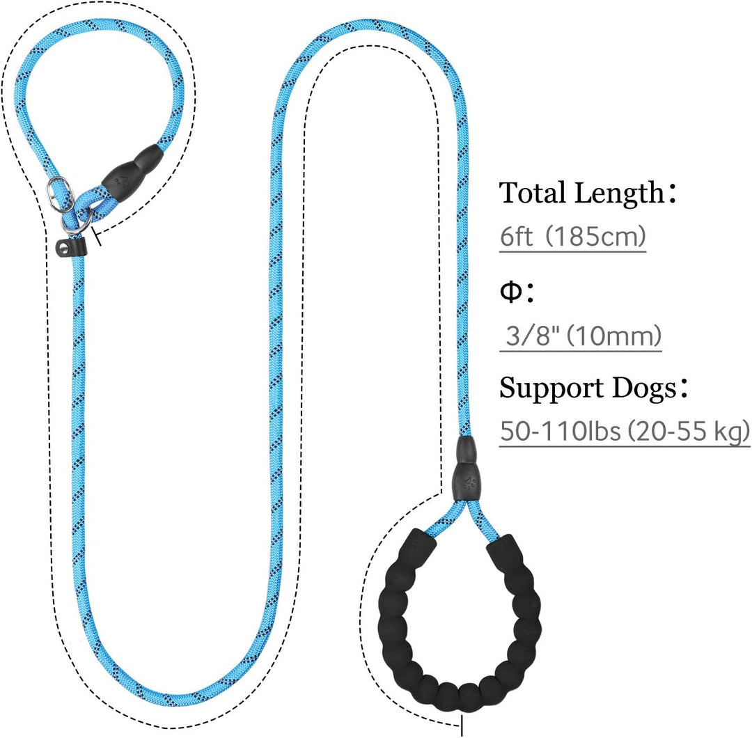 TagME Retrieverleine mit Zugstopp,Reflektierende Seilleine 185 cm Moxonleine,Weicher gepolsterter Gr