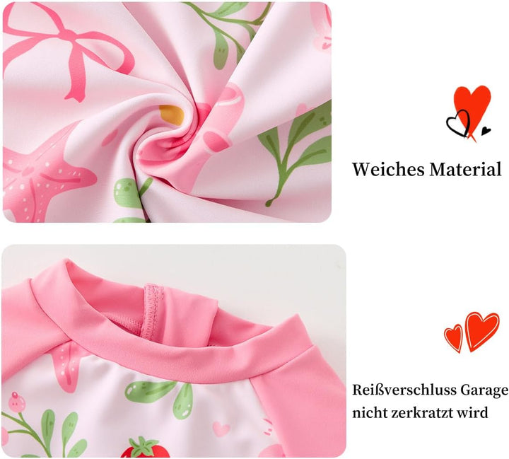 UMELOK Baby Badebekleidung Mädchen Badeanzug mit Sonnenhut UV Schutz 3-6 Monate Erdbeereis, 3-6 Mona
