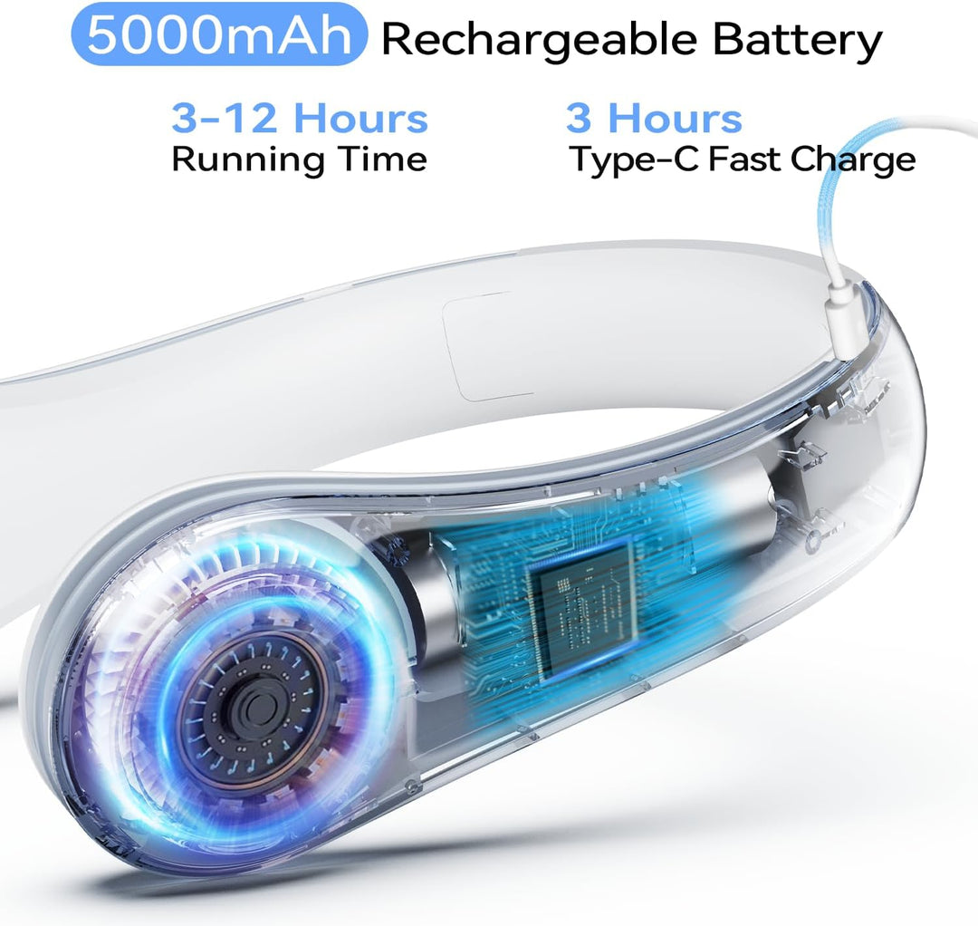 ACELIFE Nackenventilator, Tragbarer Hals Ventilator Leise mit 5000 mAh USB Wiederaufladbare Portable