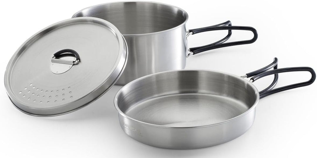 Campingaz Topf-Set Trekking Kit, 3-teilig (Edelstahl, 1 Topf + 1 Deckel + 1 Pfanne)