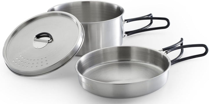 Campingaz Topf-Set Trekking Kit, 3-teilig (Edelstahl, 1 Topf + 1 Deckel + 1 Pfanne)