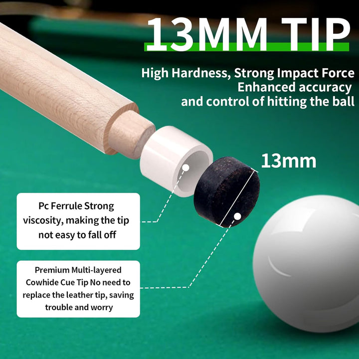 Kmise Billard Queue-Set, 147cm 18–21 oz Professionelles Billardqueue aus kanadischem Ahorn, Neuer ve