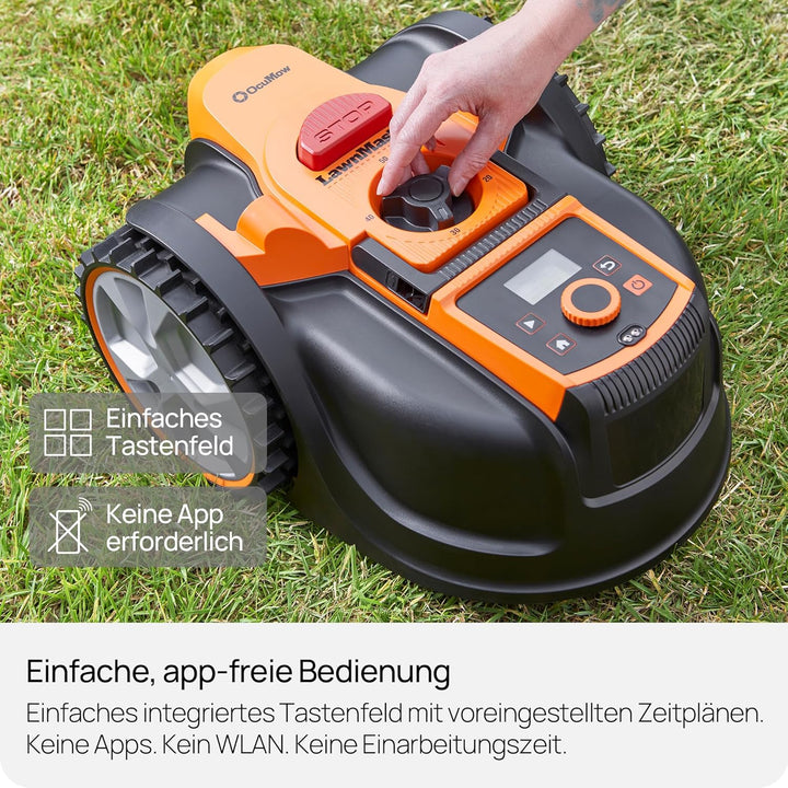 LawnMaster Roboter-Rasenmäher mit Kamera-Navigation, App und Ladestation. Auto-Charge. Ohne Begrenzu