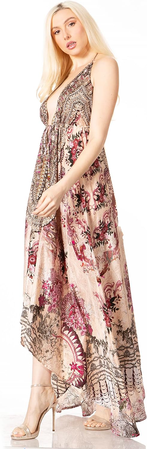 Sakkas Lizi 2 Damen Maxi High-Low Neckholder Taschentuchkleid Strandparty Urlaub Einheitsgrösse 495,