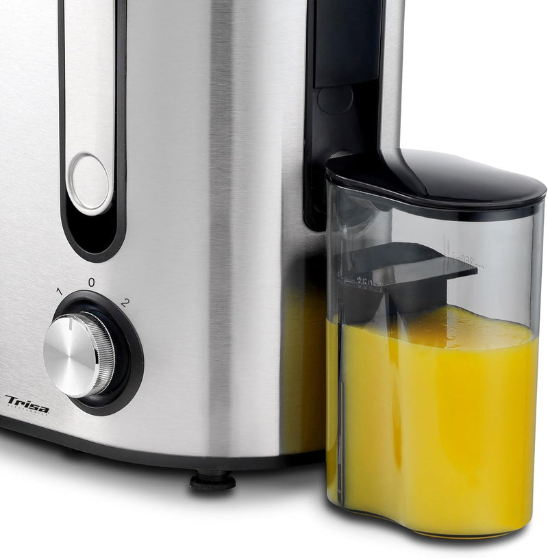 Trisa Entsafter - Profi Juicer Maschine, Grosse Öffnung, Automatische Saft- & Trestertrennung, Edels