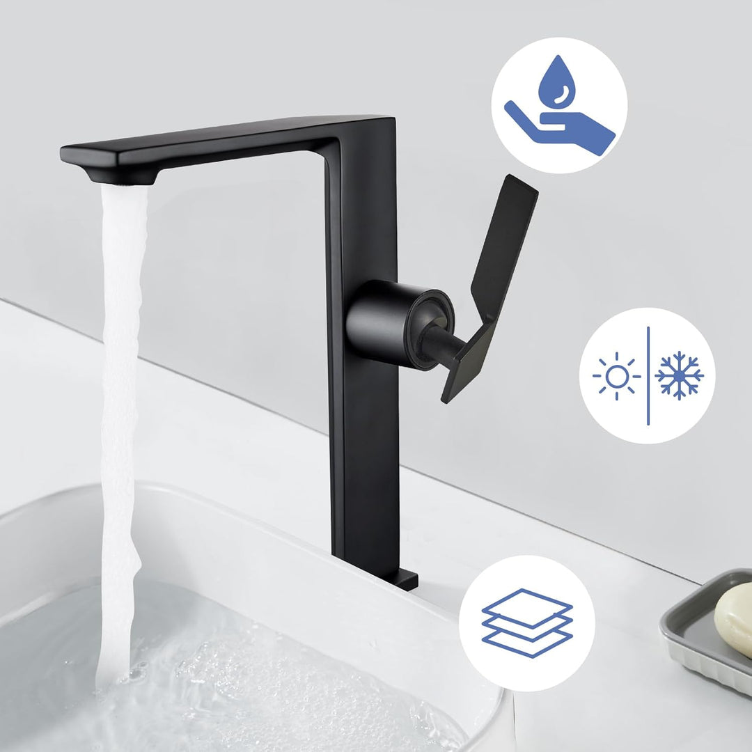 Wasserhahn Bad Schwarz Hoch Waschtischarmatur Armatur Badezimmer Mischbatterie Waschbecken Armaturen